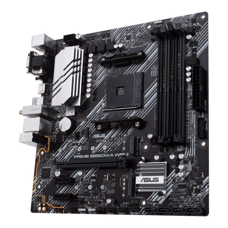 ASUS PRIME B550M-A WIFI II mATX Motherboard, AMD B550 Chipset, 4x DIMM DDR4 ASUS PRIME B550M-A WIFI II mATX Motherboard, AMD B550 Chipset, 4x DIMM DDR4